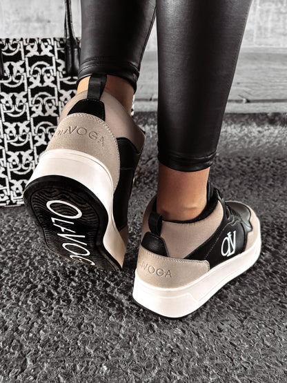 CARMINE SNEAKERS, BEIGE &amp; BLACK